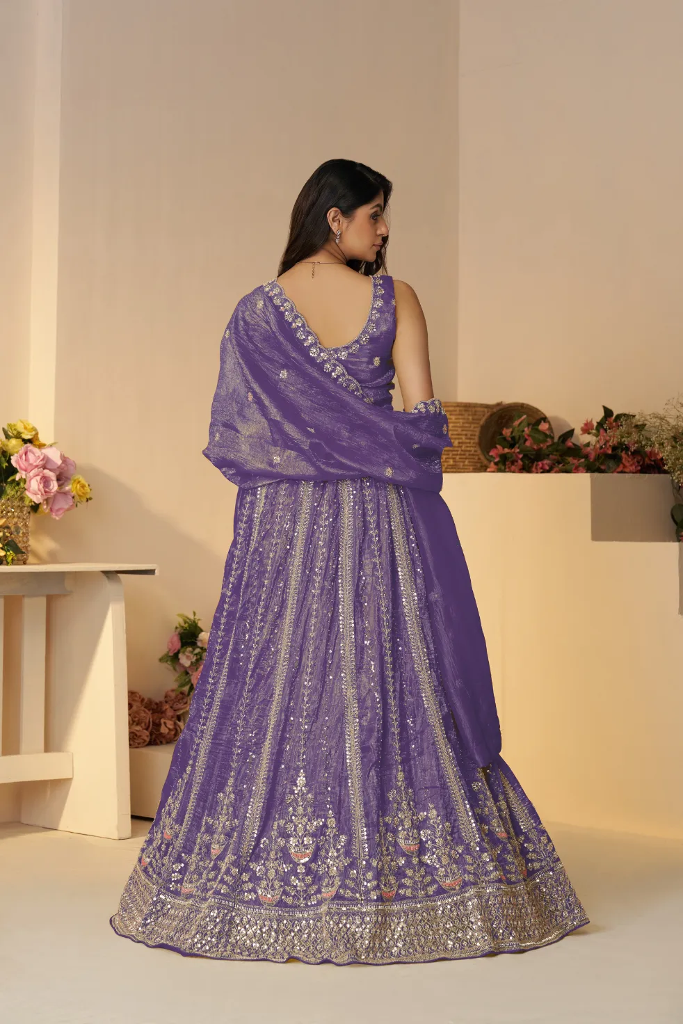 Kesar Fab Royale Drape Purple Lehenga Choli - Image 2