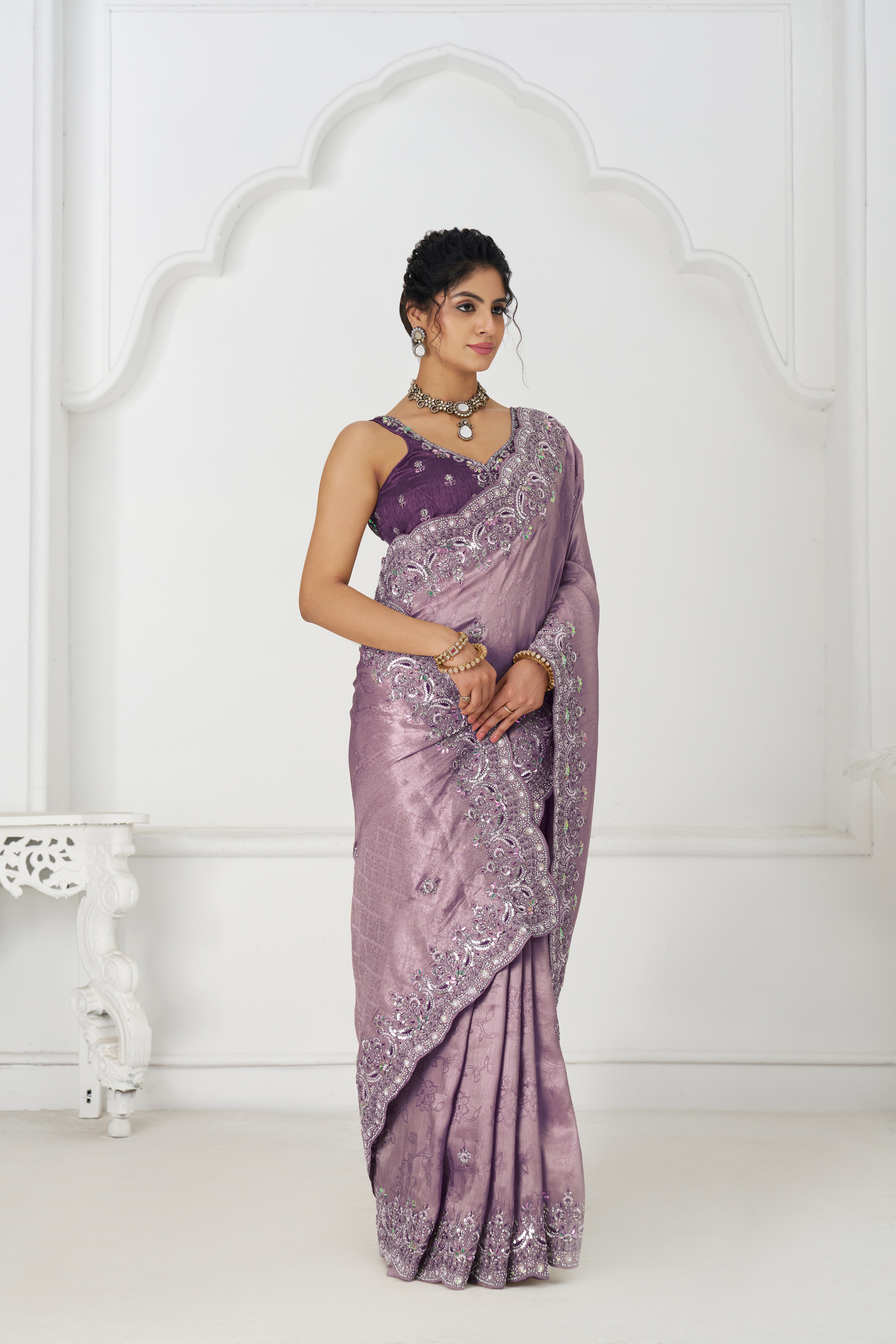 Kesar Fab Royale Mauve Dola Silk Saree Kesar Fab Royale Mauve Dola Silk Saree-Design No.-KF-101-MAUVE