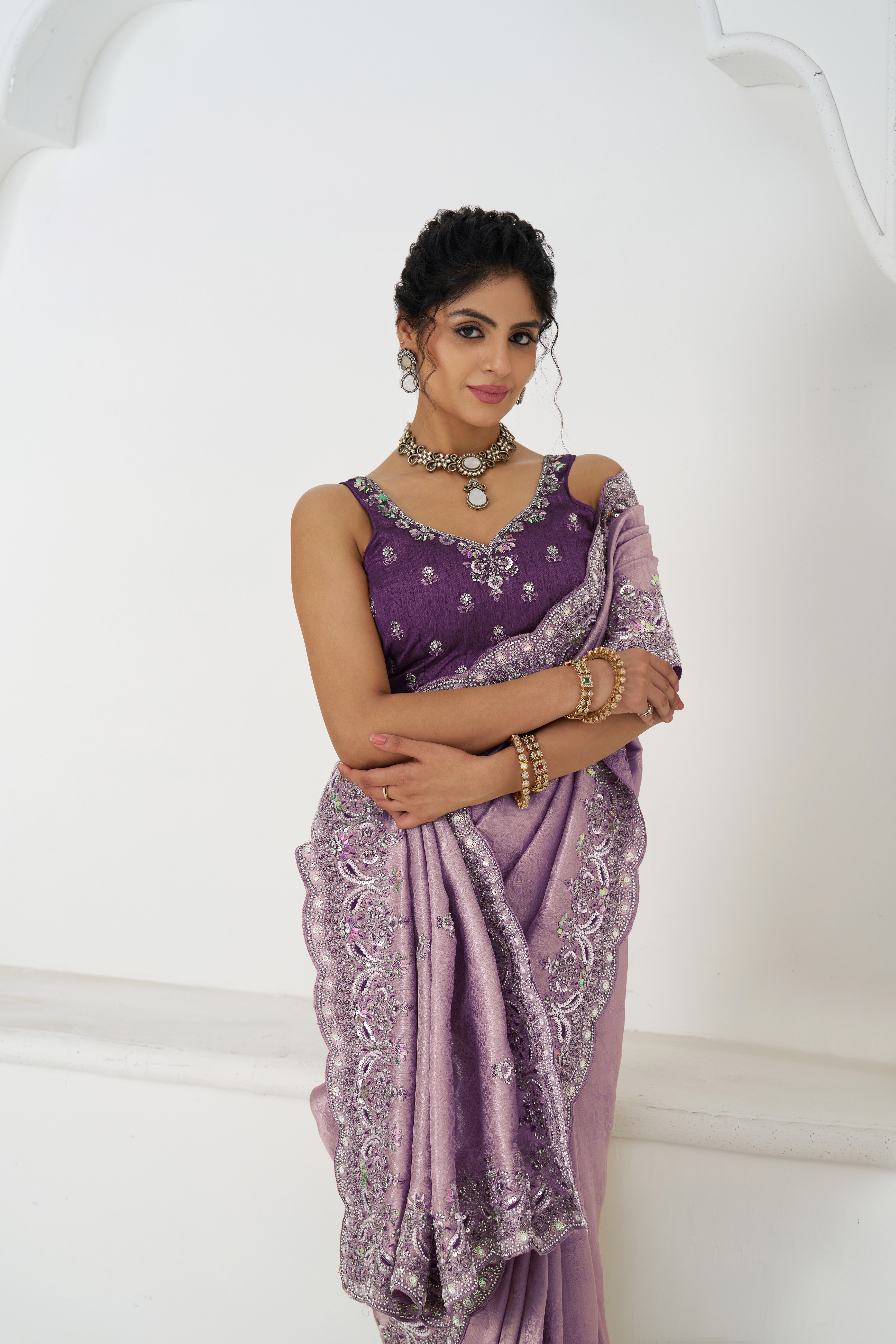 Kesar Fab Royale Mauve Dola Silk Saree - Image 2