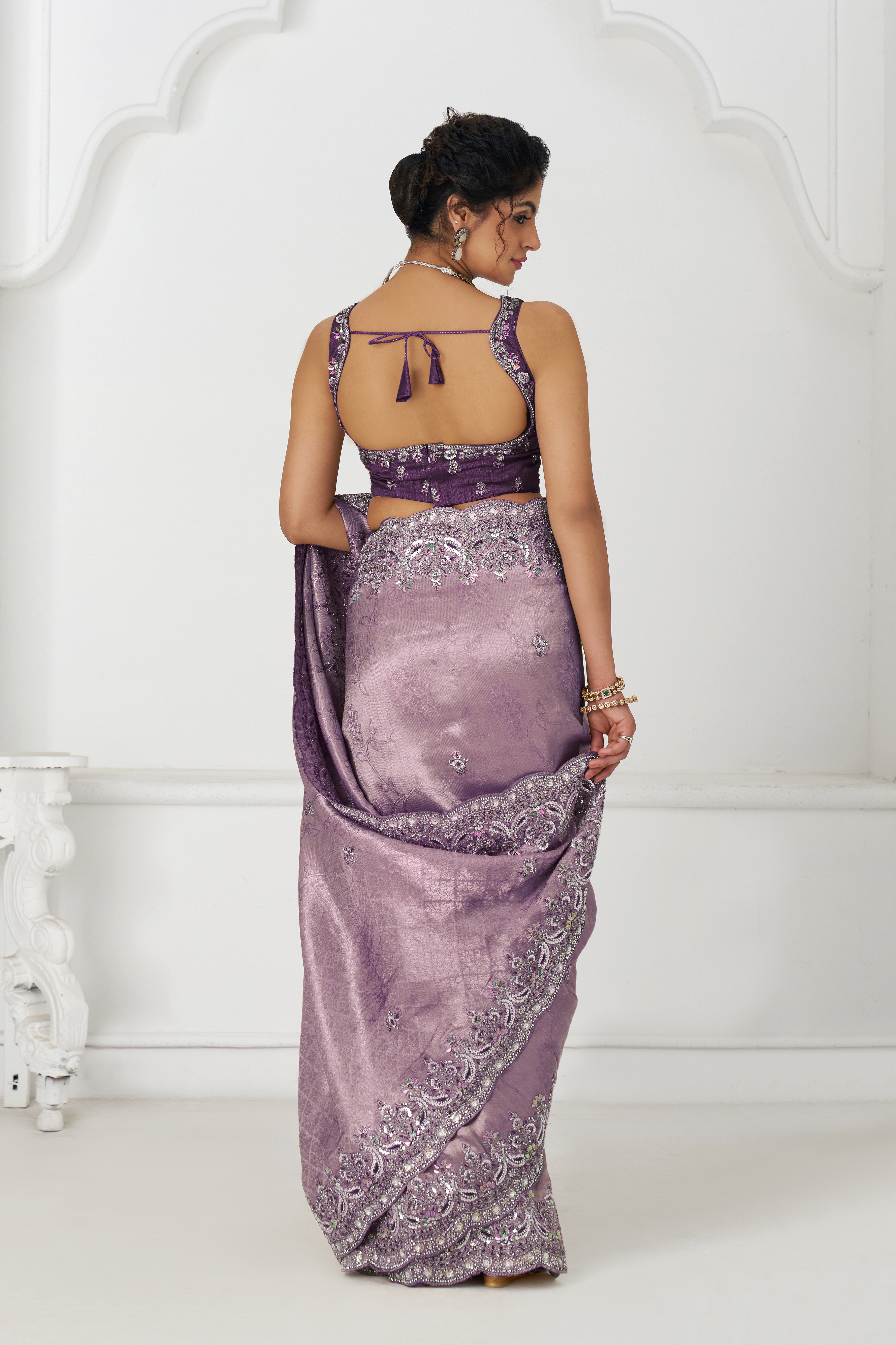 Kesar Fab Royale Mauve Dola Silk Saree - Image 3