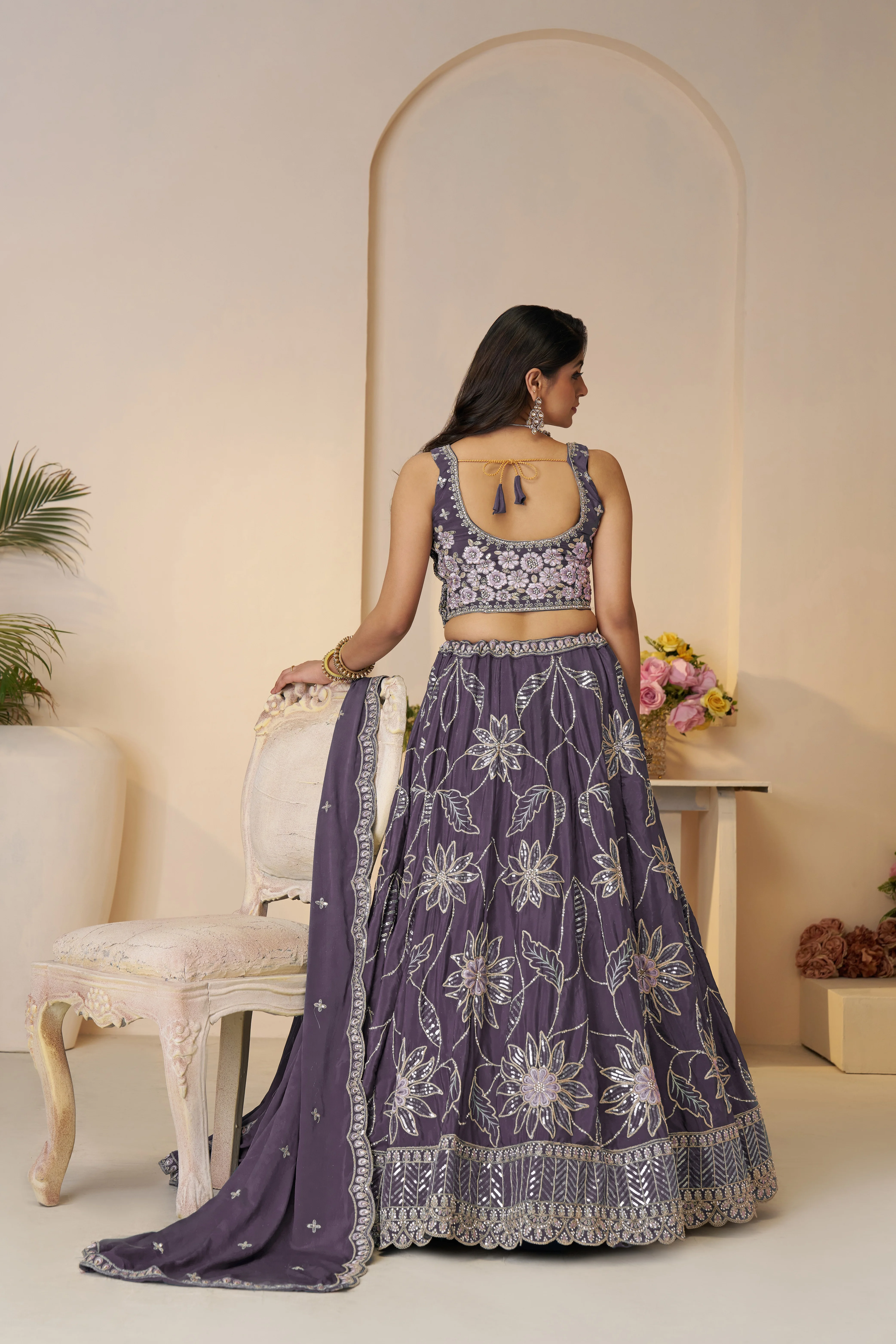 Kesar Fab Royale Purple Zari Lehenga Set - Image 2