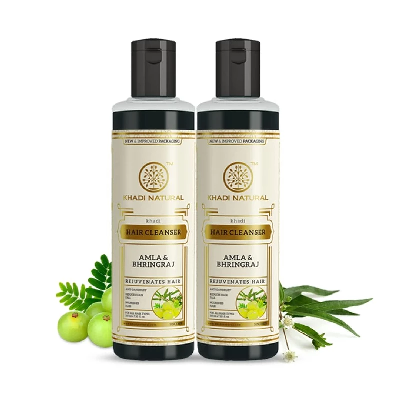 Khadi Natural Amla & Bhringraj Hair Cleanser SLS Paraben Free Khadi Natural Amla & Bhringraj Hair Cleanser SLS Paraben Free-Pack Size-210 ml Each (Pack of 2)