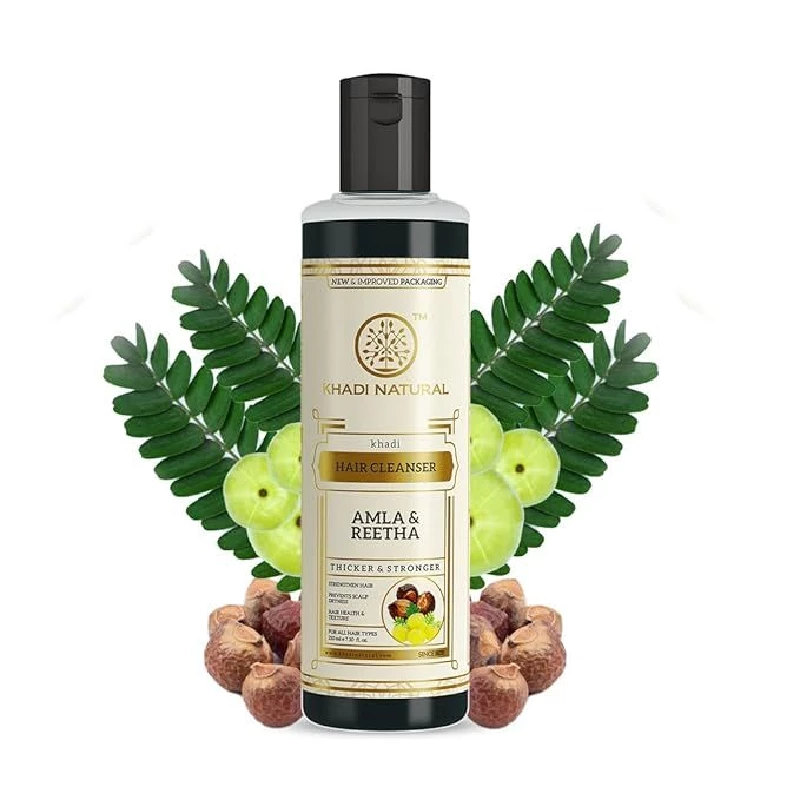 Khadi Natural Amla & Reetha Hair Cleanser (Shampoo) Thicker & Stronger Hair Khadi Natural Amla & Reetha Hair Cleanser (Shampoo) Thicker & Stronger Hair-Pack Size-210 ml