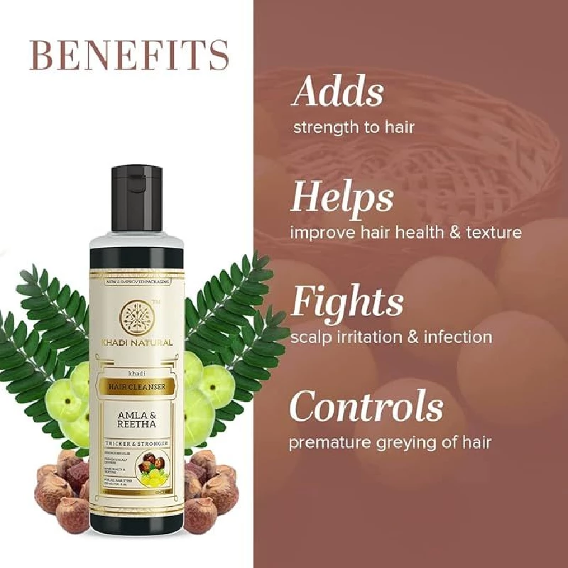 Khadi Natural Amla & Reetha Hair Cleanser (Shampoo) Thicker & Stronger Hair - Image 2