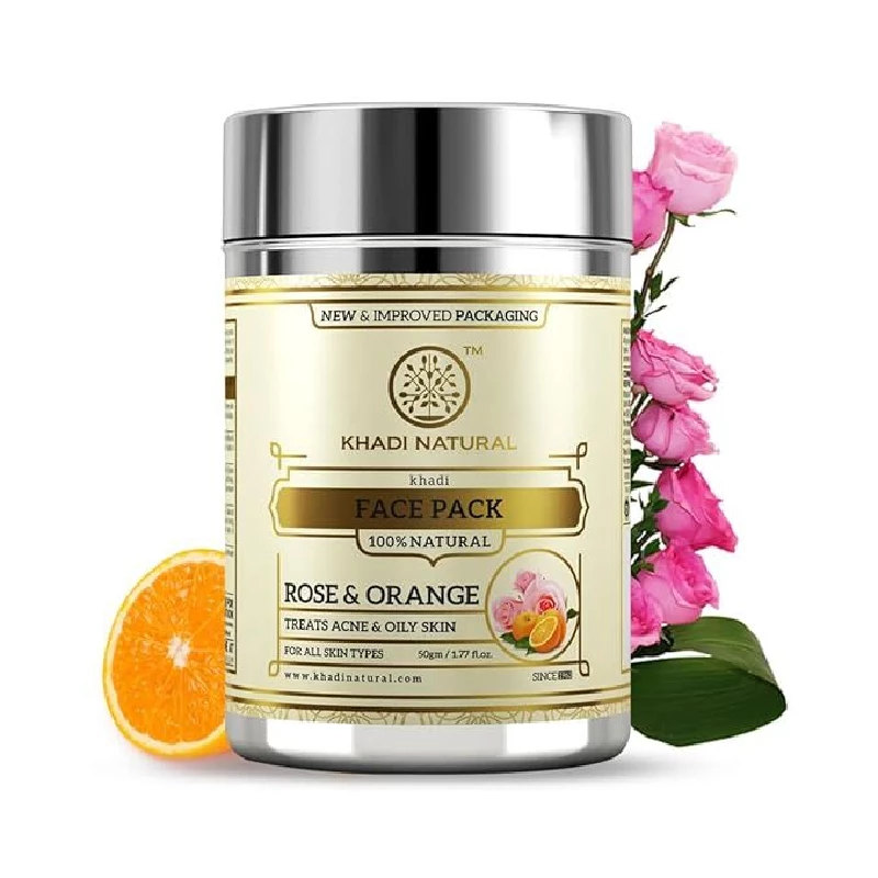 Khadi Natural Ayurvedic Rose & Orange Face Pack Khadi Natural Ayurvedic Rose & Orange Face Pack-Pack Size-50 g