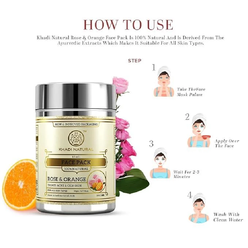 Khadi Natural Ayurvedic Rose & Orange Face Pack - Image 3