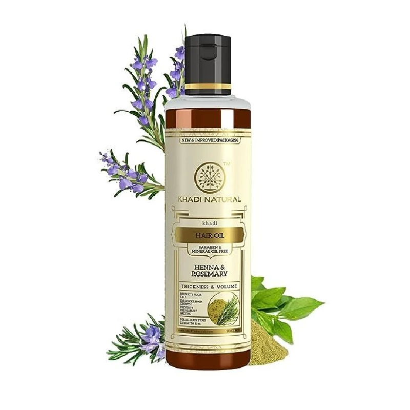Khadi Natural Henna Rosemary Hair Oil For Hair Growth Paraben & Mineral Oil Free Khadi Natural Henna Rosemary Hair Oil For Hair Growth Paraben & Mineral Oil Free-Pack Size-210 ml