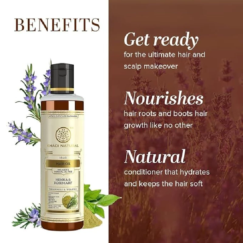 Khadi Natural Henna Rosemary Hair Oil For Hair Growth Paraben & Mineral Oil Free - Image 2