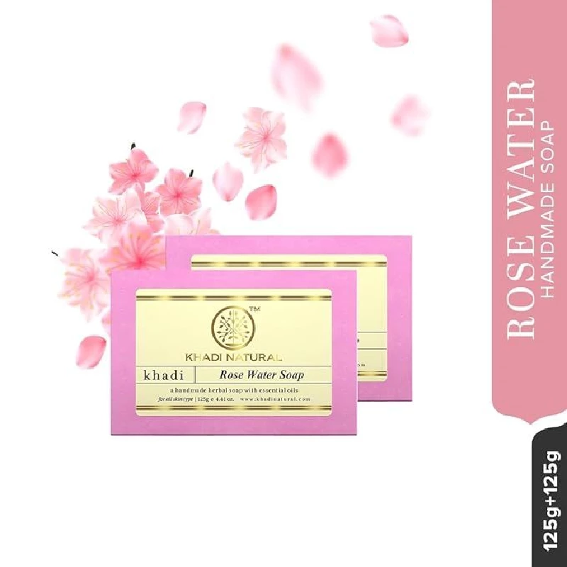 Khadi Natural Herbal Rosewater Handmade Soap (Pack of 2) - Image 5