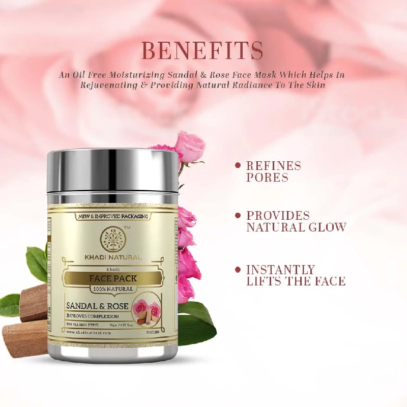 Khadi Natural Sandal & Rose Face Pack Removes Dead Skin Cells - Image 2