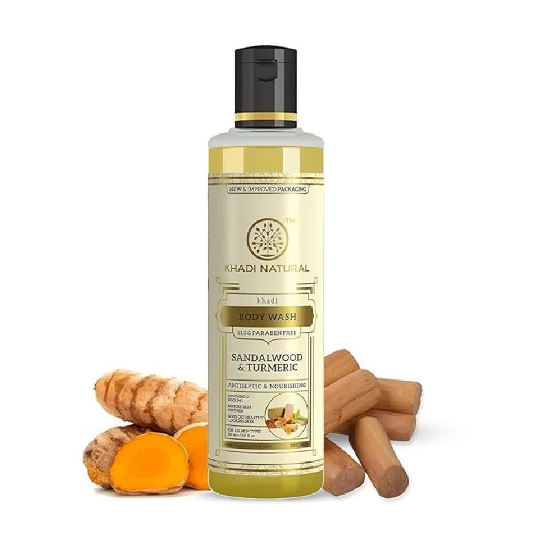 Khadi Natural Sandal & Turmeric Herbal Body Wash Khadi Natural Sandal & Turmeric Herbal Body Wash-Pack Size-210 ml