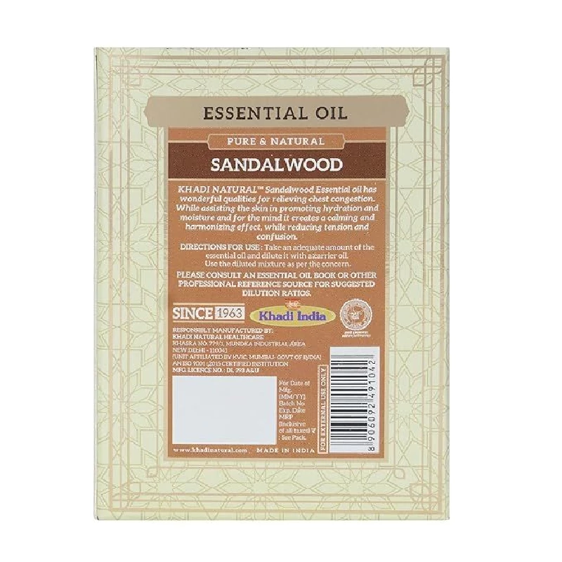 Khadi Natural Sandalwood Essential Oil - Image 3