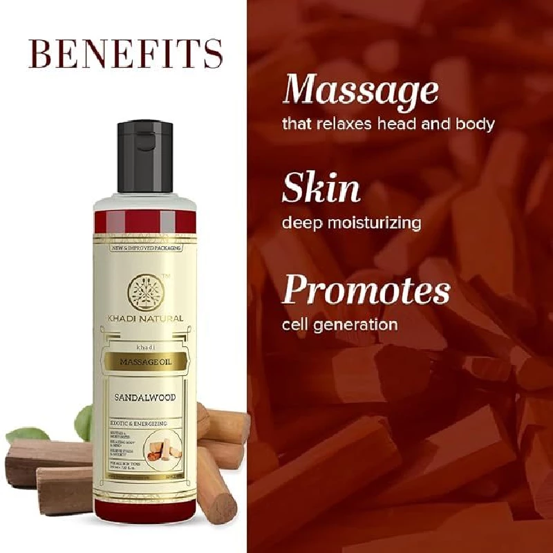 Khadi Natural Sandalwood Massage Oil Soothes & Moisturizes - Image 2