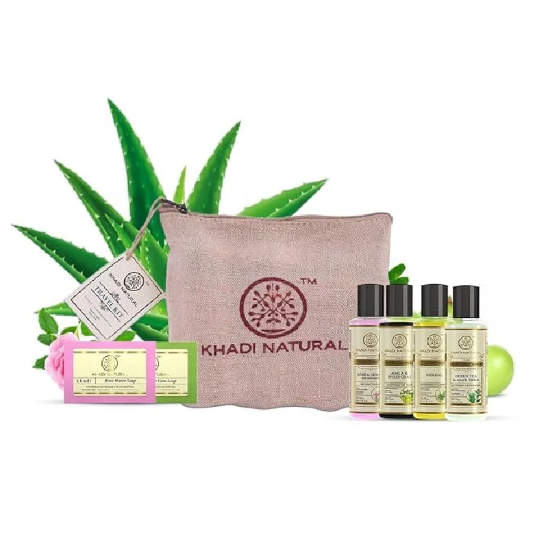 Khadi Natural Travel Kit All in one Travel kit with Jute Bag Khadi Natural Travel Kit All in one Travel kit with Jute Bag-Pack Size-Set of 6