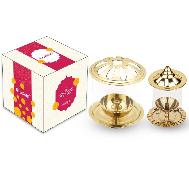 Klassic Combo of Swastik Akhand Diya with Navjyoti Small Akhand Diya with Borosilicate Glass Cover Klassic Combo of Swastik Akhand Diya with Navjyoti Small Akhand Diya with Borosilicate Glass Cover-Pack Size-Pack of 2