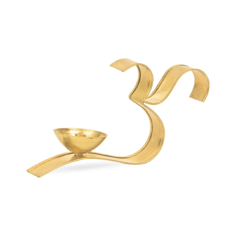 Klassic Decorative Brass Om Shape Oil Diya with Handle Klassic Decorative Brass Om Shape Oil Diya with Handle-Pack Size-136 g