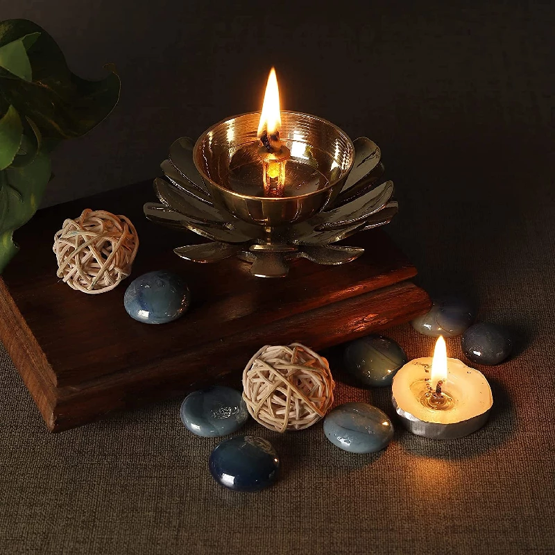 Klassic Decorative Two-Layered Lotus Petal Shaped Akhand Diya - Image 2