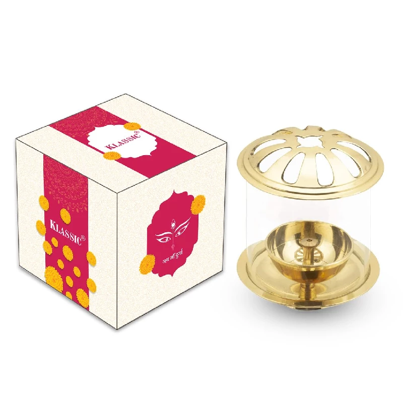 Klassic Swastik Akhand Diya with Borosilicate Glass Cover Klassic Swastik Akhand Diya with Borosilicate Glass Cover-Pack Size-399 g