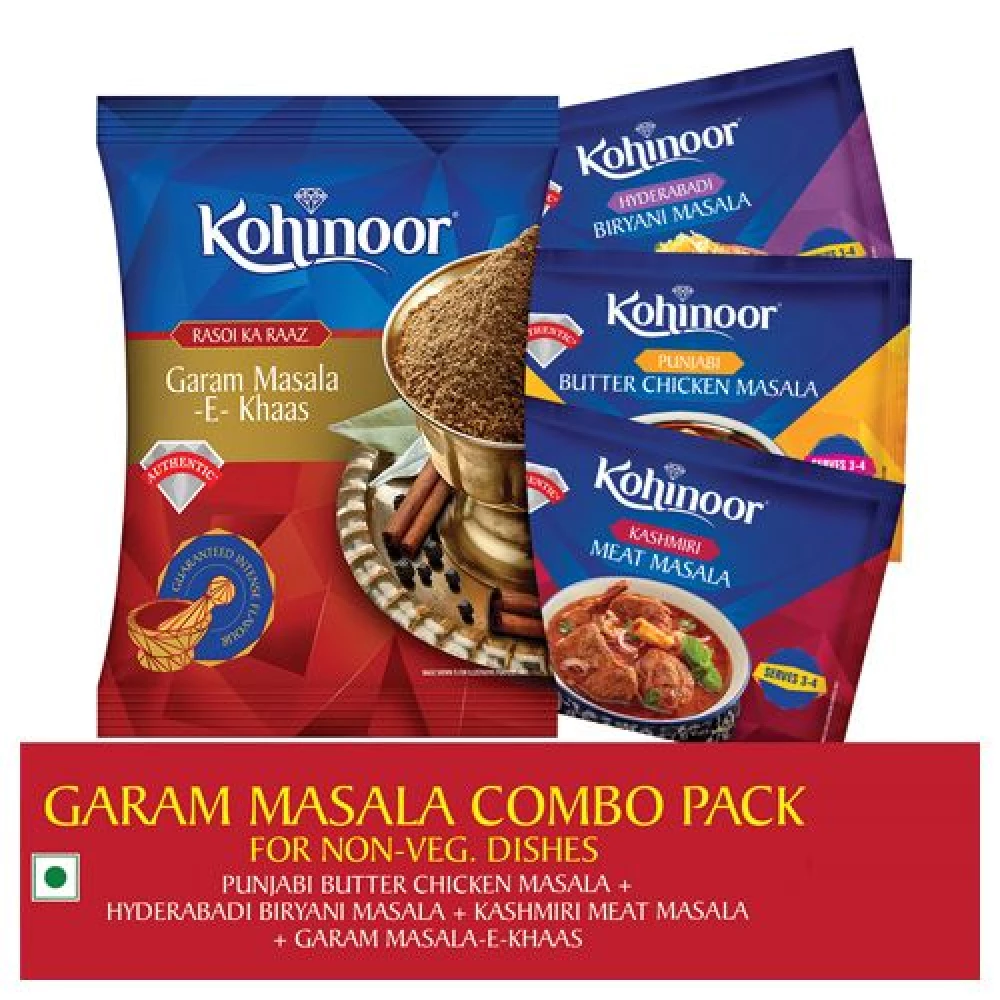 Kohinoor Masala Combo - Chicken 15 Gm + Meat 15 Gm + Punjabi Butter Chicken 15 Gm + Garam Masala 40 Gm Kohinoor Masala Combo - Chicken 15 Gm + Meat 15 Gm + Punjabi Butter Chicken 15 Gm + Garam Masala 40 Gm--85 g Combo