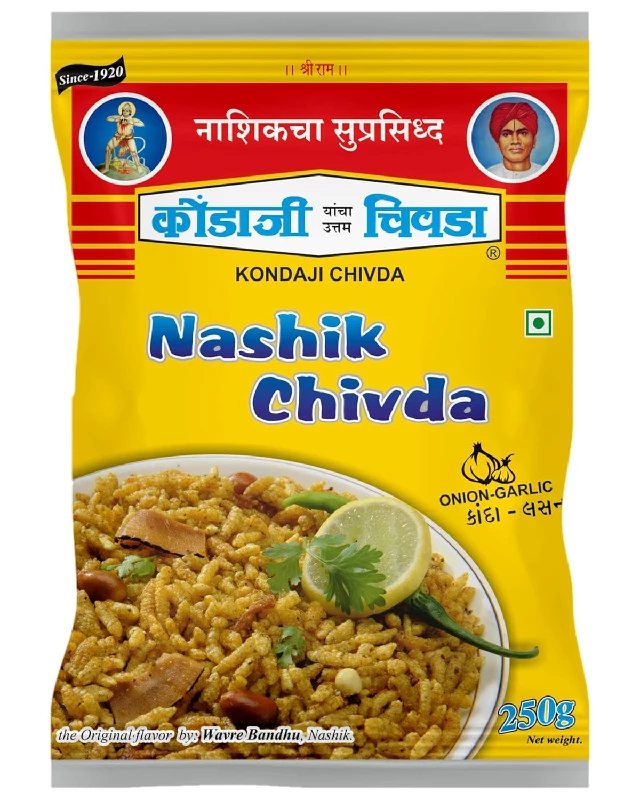 Kondaji Chivada Nashik Special Chivda with Onion Garlic Kondaji Chivada Nashik Special Chivda with Onion Garlic-Pack Size-(Pack of 3)