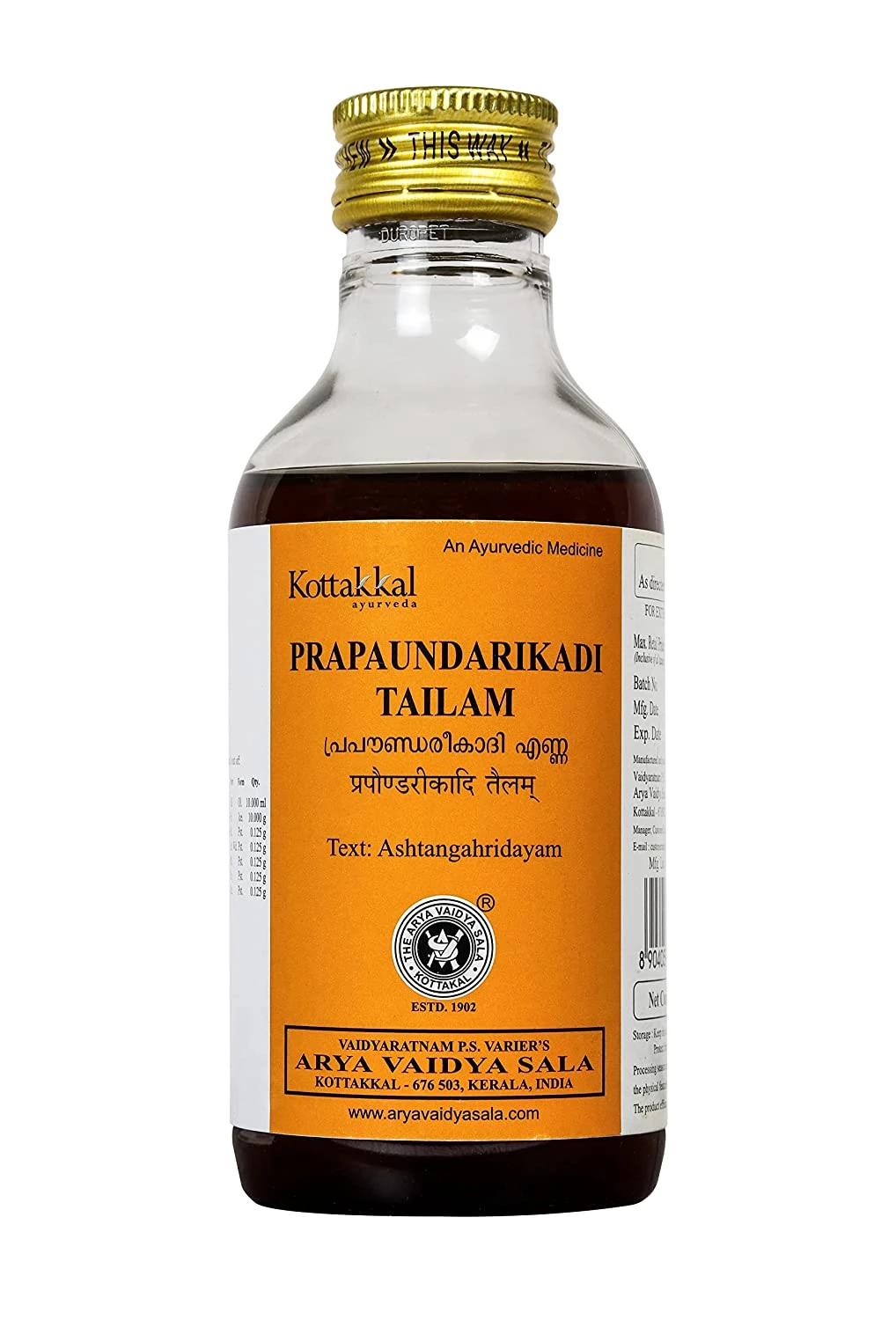 Kottakkal Ayurveda Prapaundarikadi Tailam - Image 1