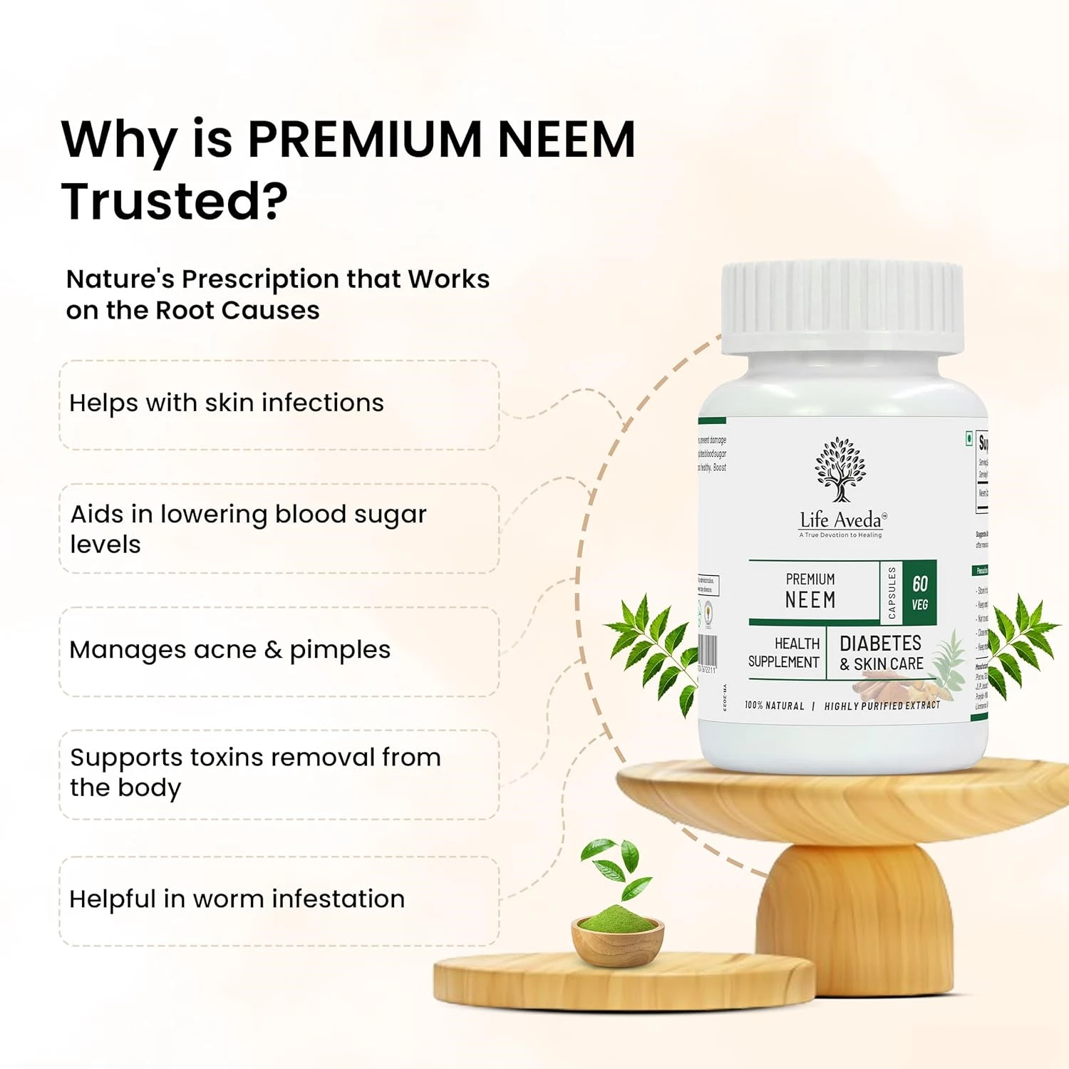 Life Aveda Premium Neem Extract Capsule - Image 3