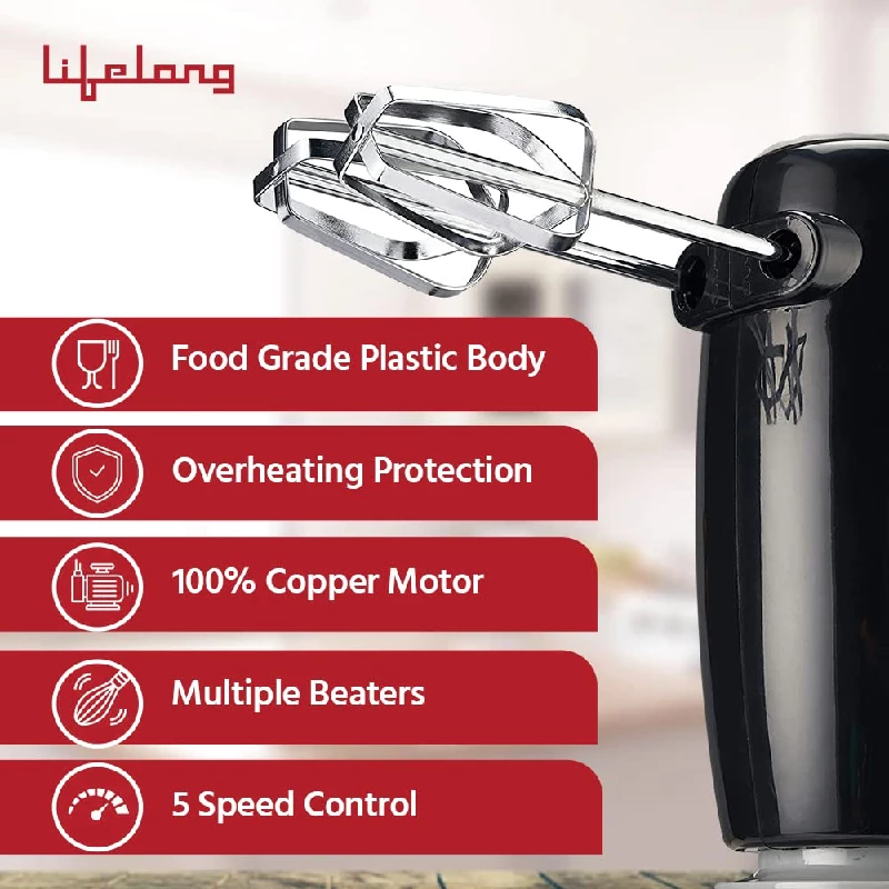 Lifelong 150 Watts Regalia Hand Mixer-Black - Image 4