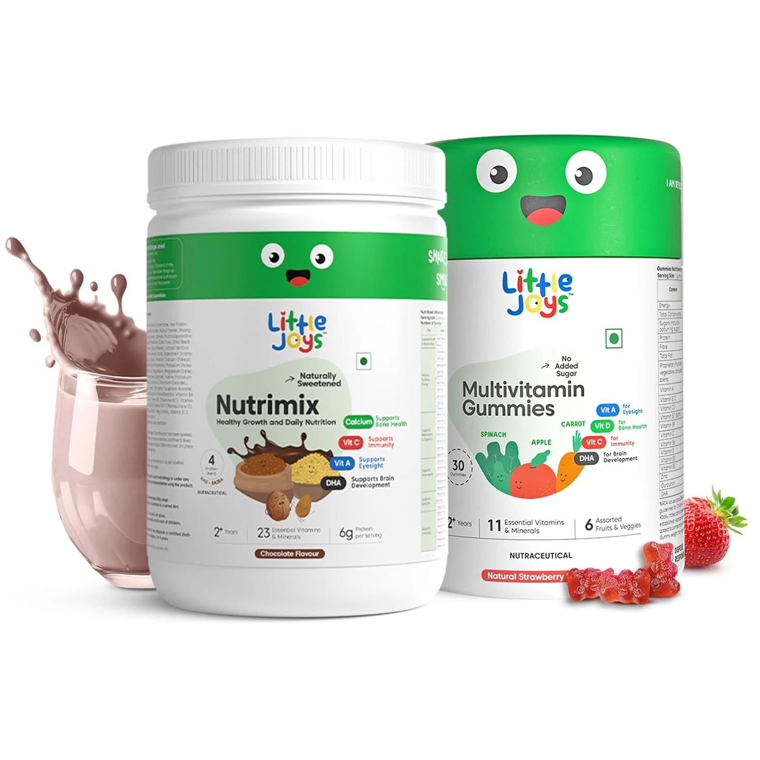 Little Joys Nutrimix Nutrition Powder-Chocolate Flavour (350 g) & Multivitamin Gummies (30) Little Joys Nutrimix Nutrition Powder-Chocolate Flavour (350 g) & Multivitamin Gummies (30)-Pack Size-Combo of 2