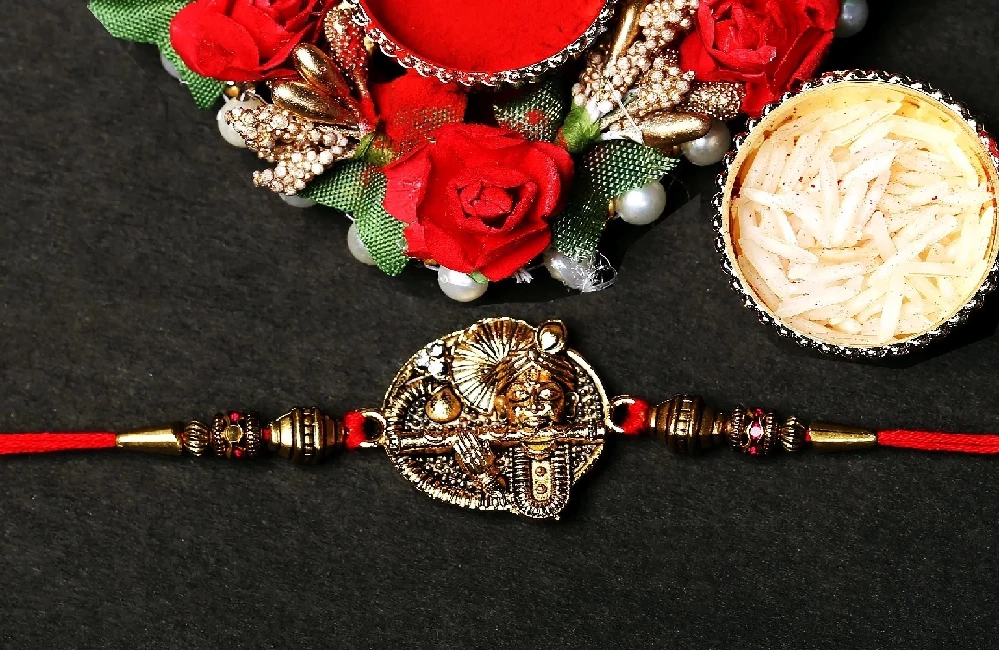 Lord Krishna Metal Rakhi - Image 1