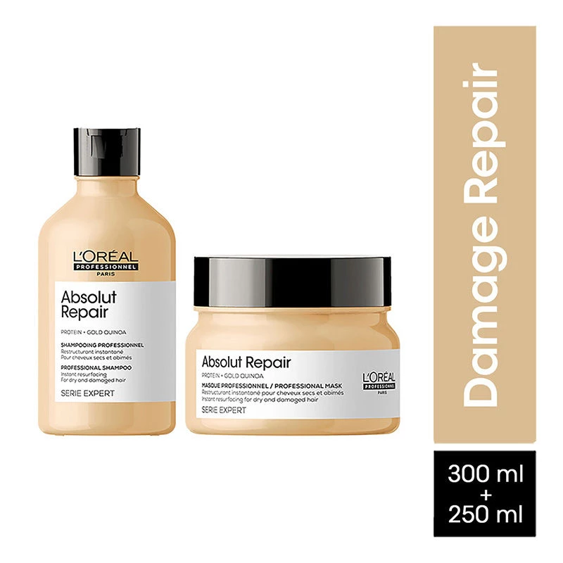 Loreal Professionnel Absolut Repair Shampoo & Hair Mask Loreal Professionnel Absolut Repair Shampoo & Hair Mask-Pack Size-550 ml
