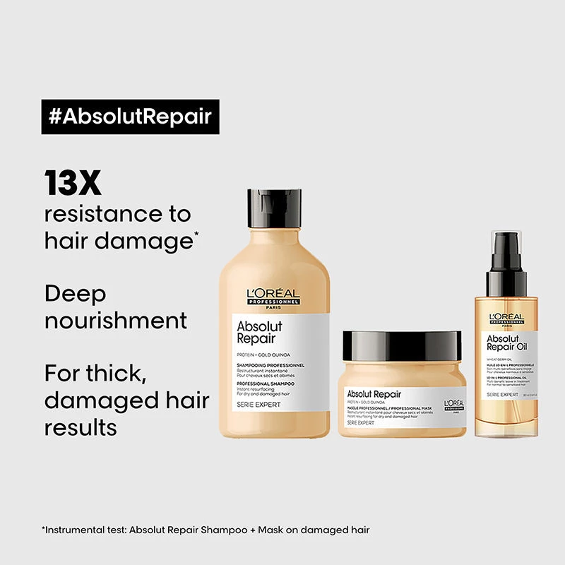 Loreal Professionnel Absolut Repair Shampoo, Hair Mask & Hair Serum - Image 3