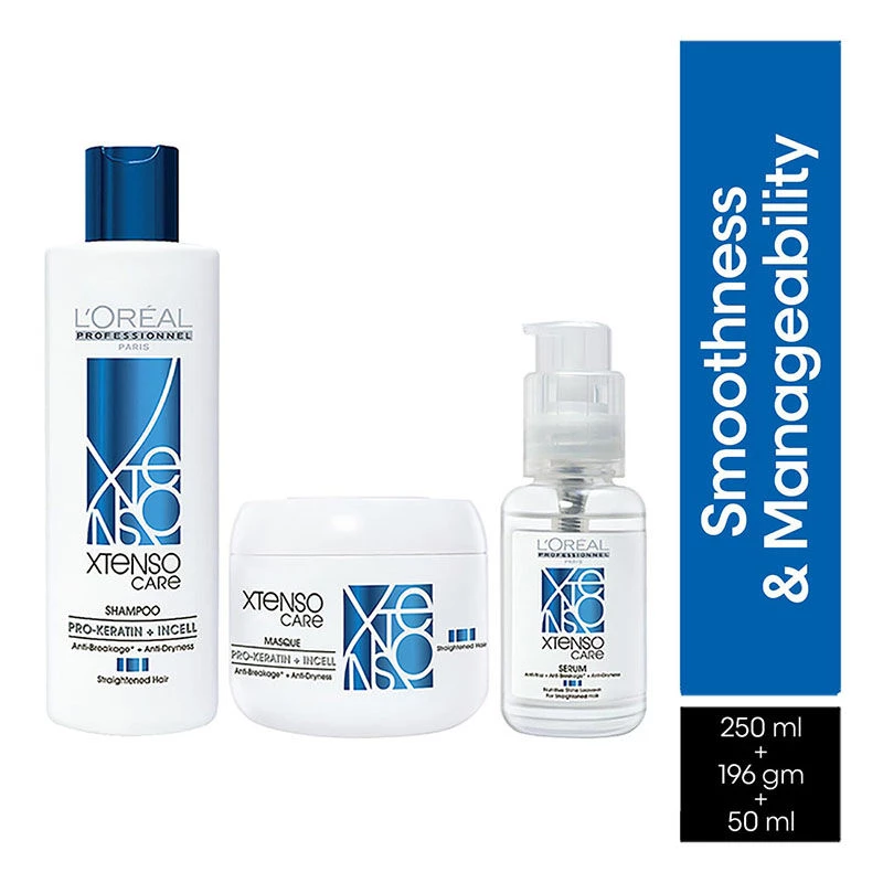 Loreal Professionnel X-Tenso Shampoo + Masque + Serum Loreal Professionnel X-Tenso Shampoo + Masque + Serum-Pack Size-Combo of 3