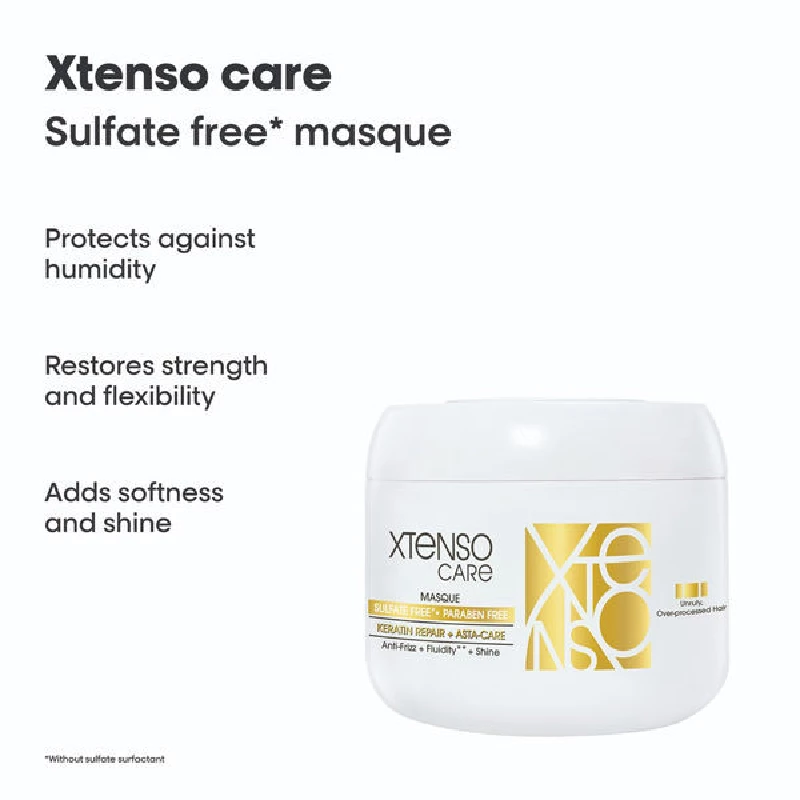 Loreal Professionnel Xtenso Care Sulfate Free Hair Care Regime With Shampoo (250ml), Masque (196ml) And Serum (50ml) - Image 5