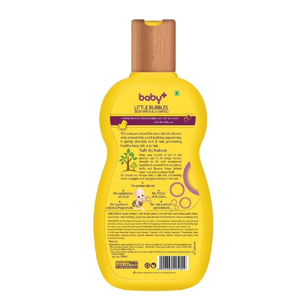 Lotus Herbals Baby+ Little Bubbles Body Wash & Shampoo - Image 2