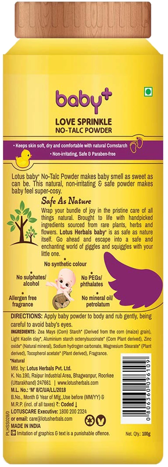 Lotus Herbals Baby+ Love Sprinkle No-Talc Powder - Image 2