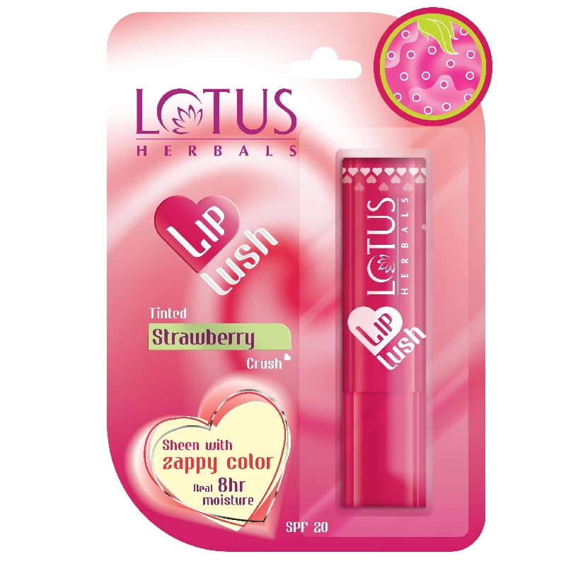 Lotus Herbals Lip Lush Tinted Lip Balm SPF-20 - Strawberry Crush Lotus Herbals Lip Lush Tinted Lip Balm SPF-20 - Strawberry Crush-Pack Size-4 g