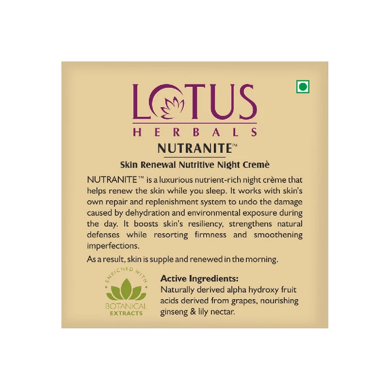 Lotus Herbals Nutranite Skin Renewal Nutritive Night Cream - Image 2
