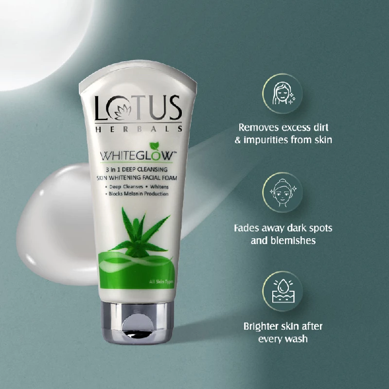 Lotus Herbals WhiteGlow 3-In-1 Deep Cleansing Skin Whitening Facial Foam - Image 3