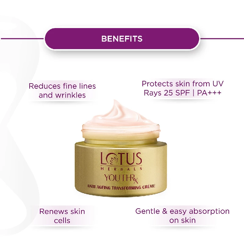 Lotus Herbals YouthRx Anti-Ageing Transforming Creme SPF 25 PA +++ - Image 3