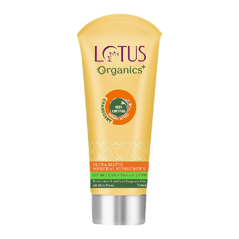 Lotus Organics+ Ultra Matte Mineral Sunscreen SPF 40 PA+++ - 100% Chemical Free Lotus Organics+ Ultra Matte Mineral Sunscreen SPF 40 PA+++ - 100% Chemical Free-Pack Size-100 g
