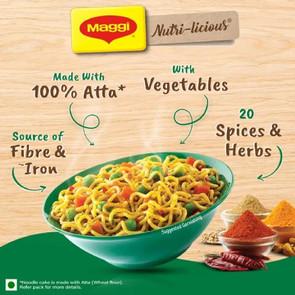 Maggi Nutri-Licious Masala Veg Atta Noodles - Herbs & Spice Blend, Iron & Fibre Rich - Image 9
