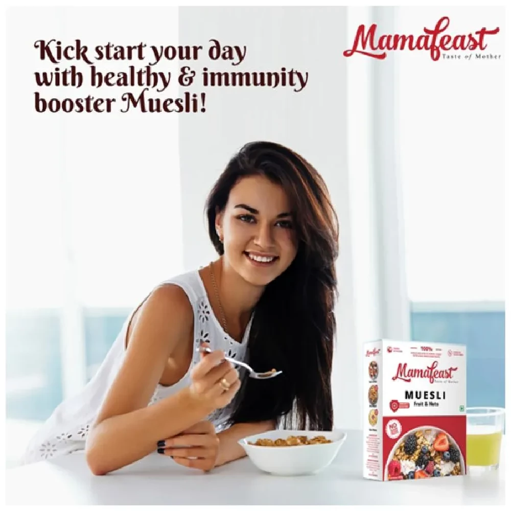 MAMAFEAST Muesli Fruit & Nuts - Whole Oats, Multigrain, Protein & Fibre Rich, Healthy Breakfast - Image 7