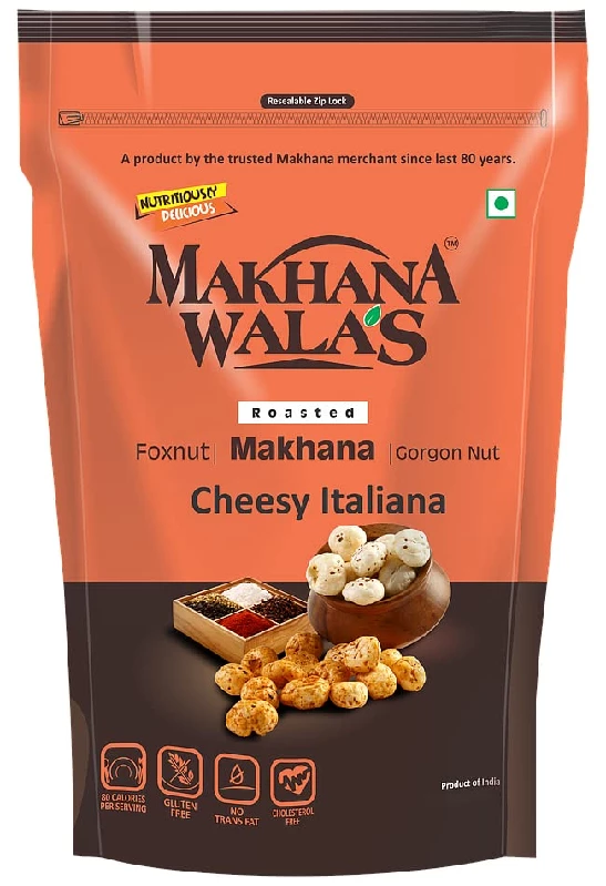 Makhanawalas Roasted & Flavoured Makhana Combo of Himalayan Pink Salt, Cheesy Italiana, Cream Onion and Spicy Indiana (Pack of 4) - Image 5
