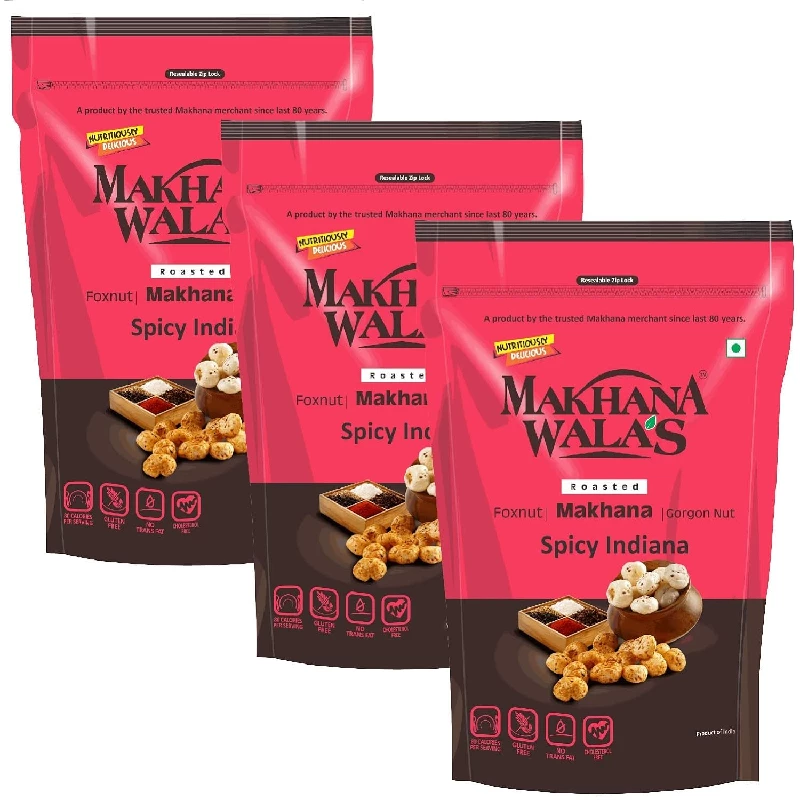 Makhanawalas Roasted & Spicy Indiana Flavoured Makhana (Foxnuts) Makhanawalas Roasted & Spicy Indiana Flavoured Makhana (Foxnuts)-Pack Size-70 g (Each)