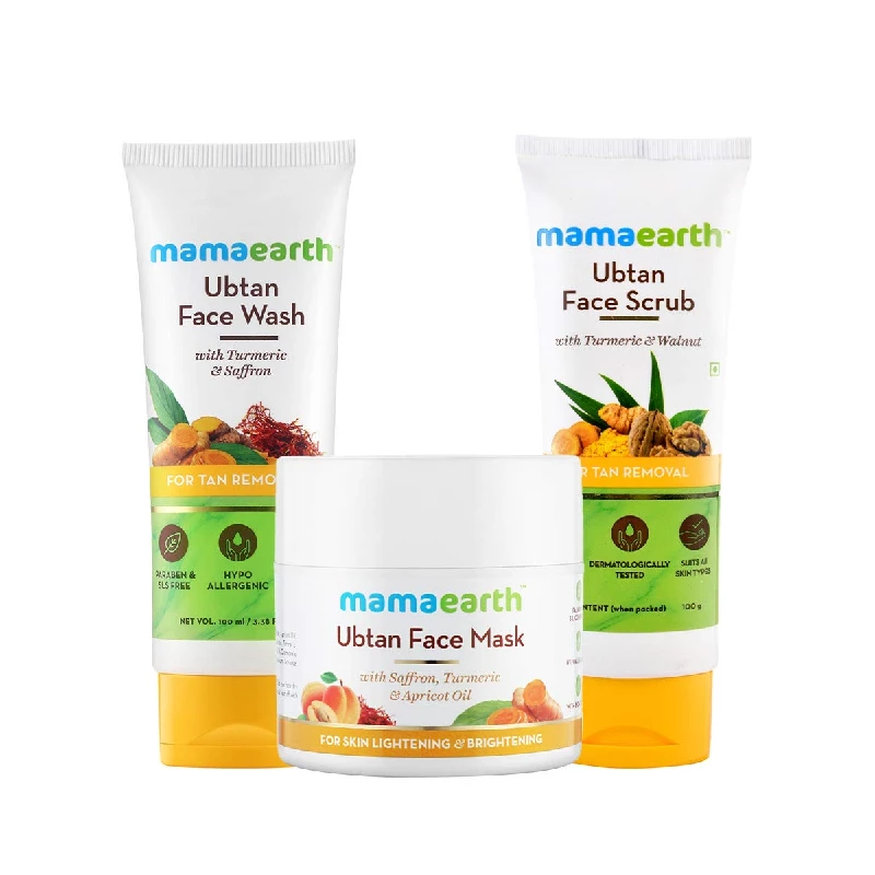 Mamaearth Tan Removal Regimen Combo of Ubtan face Wash, Ubtan Face Mask & Ubtan Face Scrub Mamaearth Tan Removal Regimen Combo of Ubtan face Wash, Ubtan Face Mask & Ubtan Face Scrub-Pack Size-Combo of 3