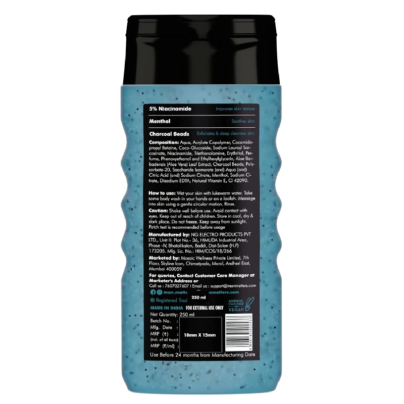 Man Matters 3 in 1 Action Charcoal & Menthol Body Wash With Menthol - Image 2