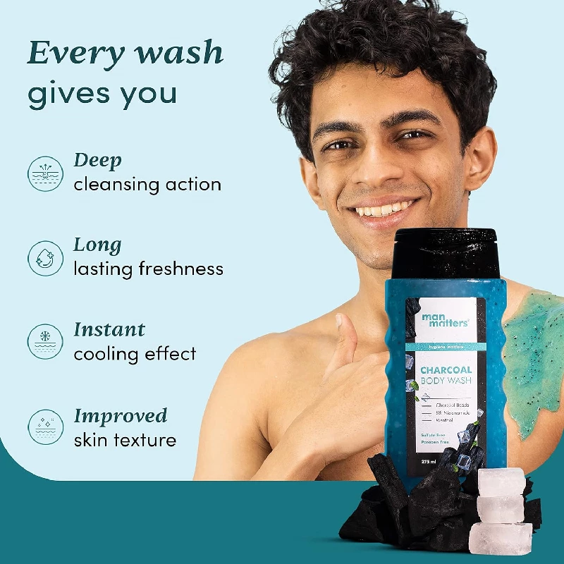 Man Matters 3 in 1 Action Charcoal & Menthol Body Wash With Menthol - Image 3