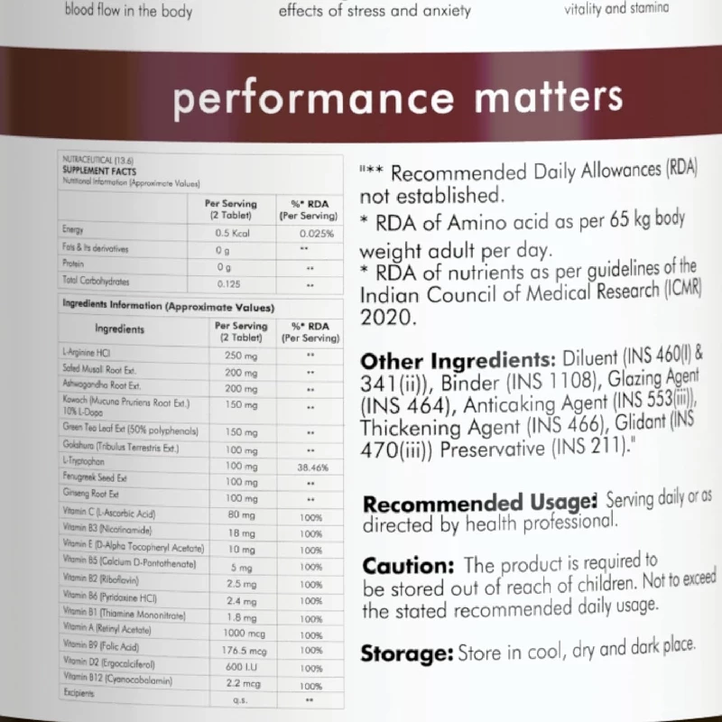 Man Matters Ashwagandha, Safed Musli, Gokshura & L-Arginine Tablets - Image 4