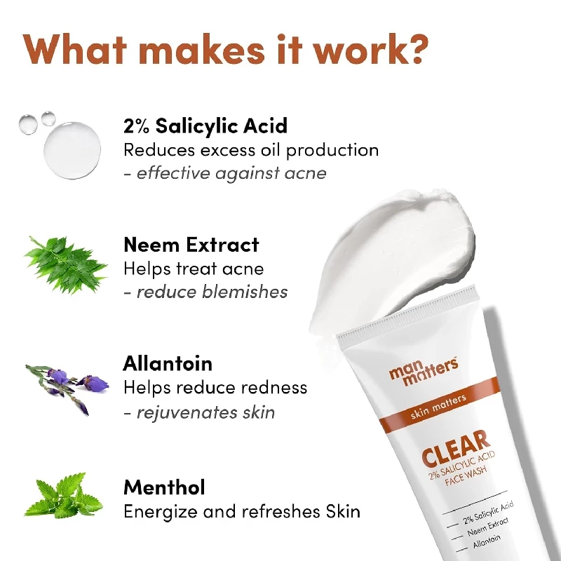 Man Matters Clear 2% Salicylic Acid Face Wash for Men - Image 2