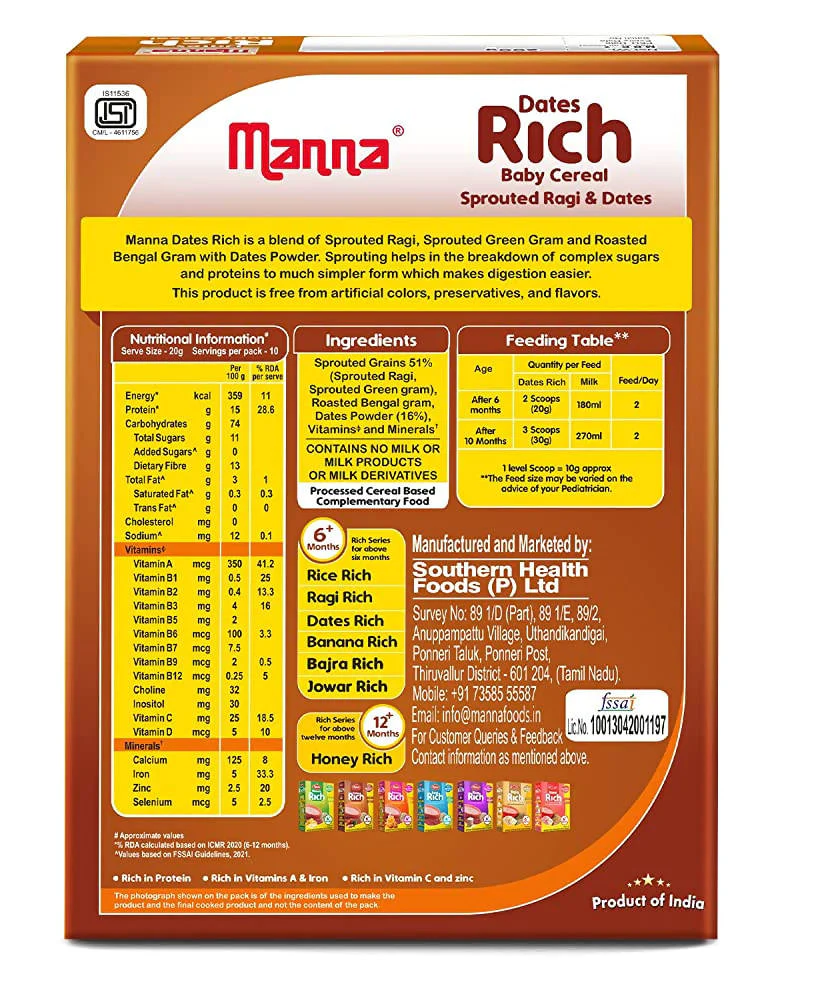 Manna Dates Rich Baby Cereal For 6+ Months - Image 2